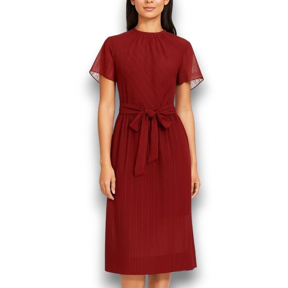 Vintage 1970s ROUTE ONE Midi Dress Pinstripe Semi-Sheer - Picture 1 of 14